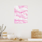Licht Roze Elegante Wolken Decor Poster (Keuken)