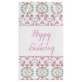 Licht roze en Blauwgroen gepatterd papier, tas van Klein Cadeauzakje (Achterkant)