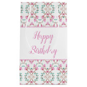 Licht roze en Blauwgroen gepatterd papier, tas van Klein Cadeauzakje (Voorkant)