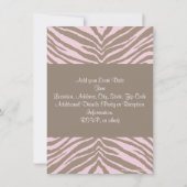 Licht Roze en Bruin Zebra Bow Baby shower Kaart (Achterkant)