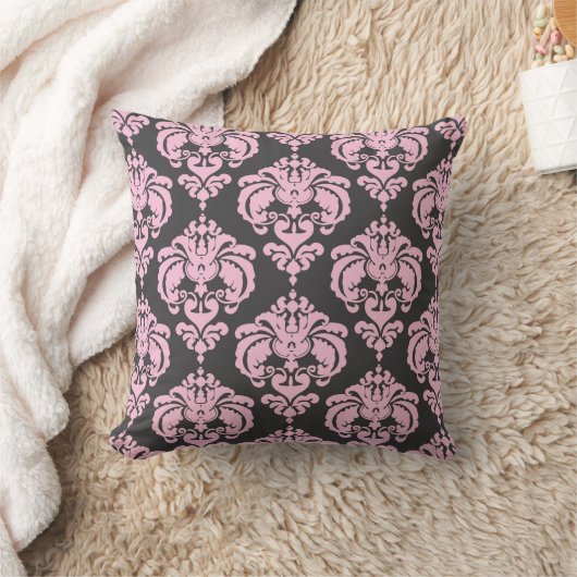 Licht roze en grijs Damask modern elegant patroon Kussen (Deken)