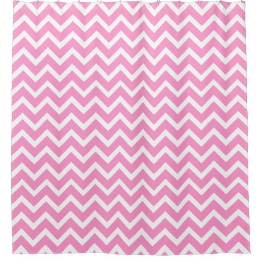 Licht roze en wit Chevron patroon Douchegordijn (Voorkant)