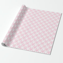 Licht roze en wit gecheckt patroon met hart cadeaupapier