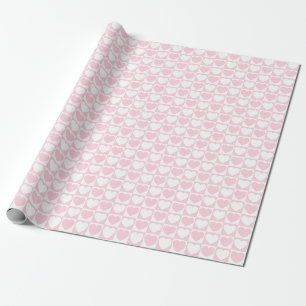 Licht roze en wit gecheckt patroon met hart cadeaupapier