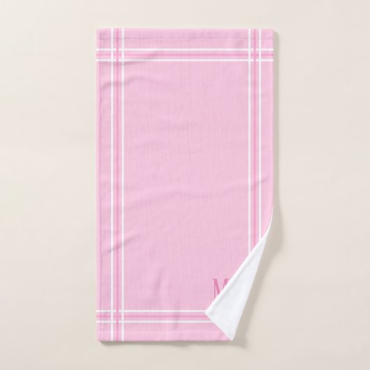 Licht Roze en Wit Gestreepte Aangepaste Initialen Bad Handdoek (Handdoek)