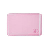 Licht Roze en Wit Gestreepte Aangepaste Initialen Badmat (Voorkant)