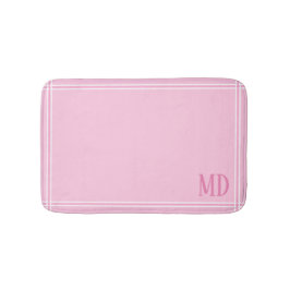 Licht Roze en Wit Gestreepte Aangepaste Initialen Badmat