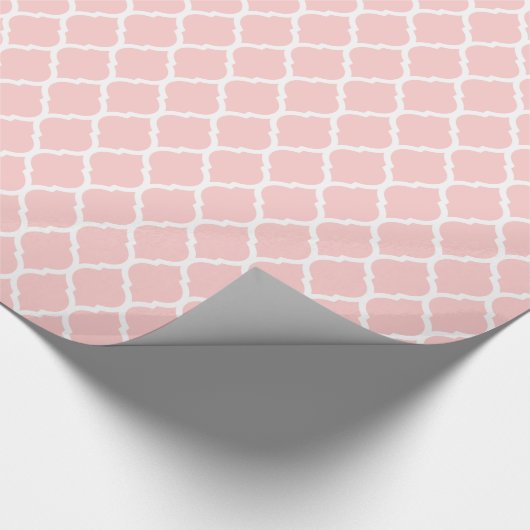 Licht roze en wit Marokkaans Quatrefoil Cadeaupapier (Hoek)