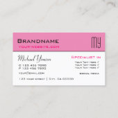 Licht Roze en Wit met Initialen Professional Visitekaartje (Achterkant)