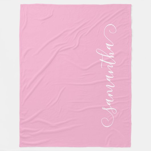 Licht Roze en Wit Schattigee Krul Handtekening Naa Fleece Deken (Voorkant)