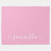 Licht Roze en Wit Schattigee Krul Handtekening Naa Fleece Deken (Voorkant (Horizontaal))
