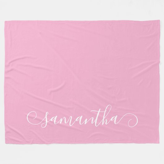 Licht Roze en Wit Schattigee Krul Handtekening Naa Fleece Deken (Voorkant (Horizontaal))