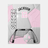 Licht Roze en Wit Voetbal met DIY-tekst Fleece Deken (Voorkant)