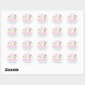 Licht roze en witte bloemen bruiloft ontwerp ronde sticker (Vel)