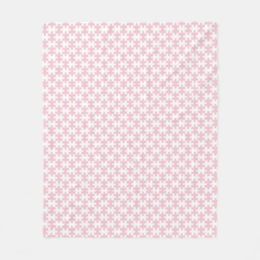 Licht Roze en Witte Legpuzzel Piece Patroon Fleece Deken (Voorkant)