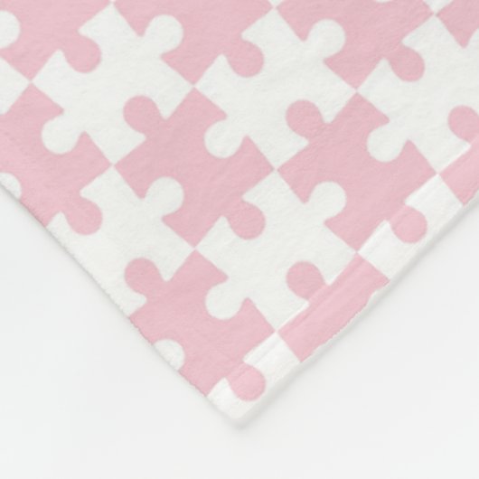 Licht Roze en Witte Legpuzzel Piece Patroon Fleece Deken (Hoek)
