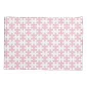 Licht Roze en Witte Legpuzzel Piece Patroon Kussensloop (Achterkant)