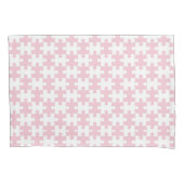 Licht Roze en Witte Legpuzzel Piece Patroon Kussensloop (Voorkant)