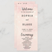 Licht roze en witte sterren bruiloft programma (Voorkant / Achterkant)