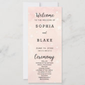 Licht roze en witte sterren bruiloft programma (Voorkant)