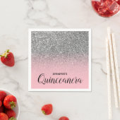 Licht roze en zilver Glitter Ombre Quinceanera Servet (Insitu)