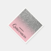 Licht roze en zilver Glitter Ombre Quinceanera Servet (Hoek)