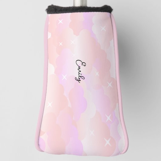 Licht Roze Esthetische pluizige wolken aangepaste  Golfheadcover (Draai 90)