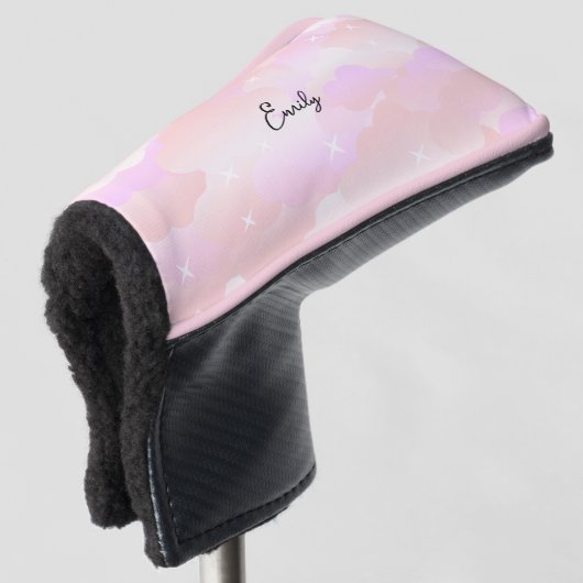 Licht Roze Esthetische pluizige wolken aangepaste  Golfheadcover (3/4 voorkant)
