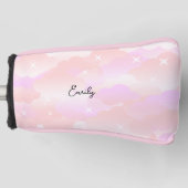 Licht Roze Esthetische pluizige wolken aangepaste  Golfheadcover (Voorkant)