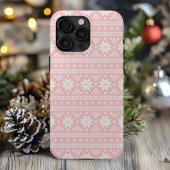 Licht roze Fair Isle Kersttrui patroon Case-Mate iPhone Case