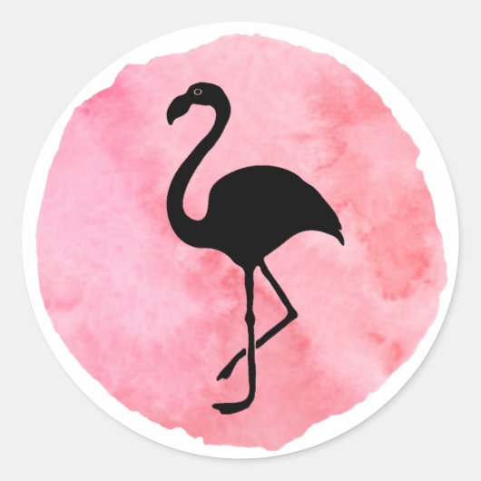 Licht Roze Flamingo Ronde Sticker (Voorkant)