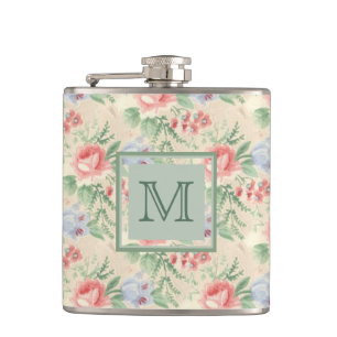 Licht  Roze Floral Patroon Aangepast Heupfles