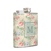 Licht  Roze Floral Patroon Aangepast Heupfles (Rechts)