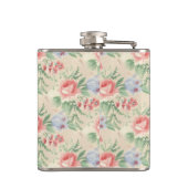 Licht  Roze Floral Patroon Aangepast Heupfles (Achterkant)