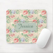 Licht Roze Floral Patroon Aangepast Muismat (Met muis)
