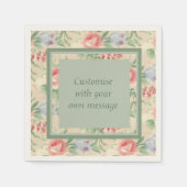 Licht  Roze Floral Patroon Aangepaste Tekst Servet (Voorkant)