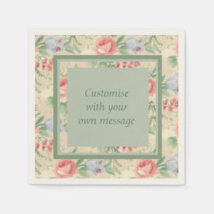Licht Roze Floral Patroon Aangepaste Tekst Servet