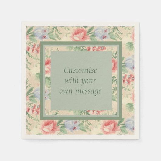 Licht Roze Floral Patroon Aangepaste Tekst Servet (Voorkant)