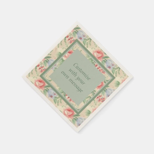 Licht  Roze Floral Patroon Aangepaste Tekst Servet (Hoek)