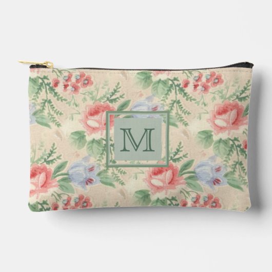 Licht  Roze Floral Patroonmonogram Etui (Voorkant)