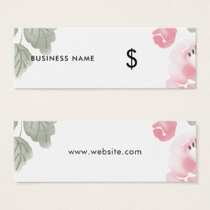 Licht roze Floral Waterverf Romantic Price Label Mini Visitekaartjes