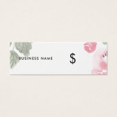Licht roze Floral Waterverf Romantic Price Label Mini Visitekaartjes (Voorkant)