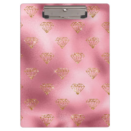 Licht Roze Folie & Gouden Glam Glitter Diamanten Klembord