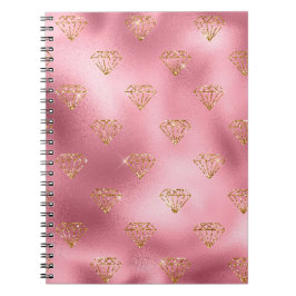 Licht Roze Folie & Gouden Glam Glitter Diamanten Notitieboek