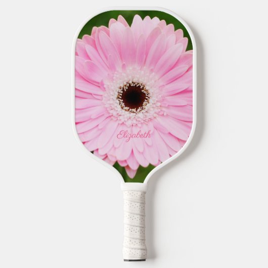 Licht roze Gerbera Daisy Floral gepersonaliseerd Pickleball Paddle (Voorkant)