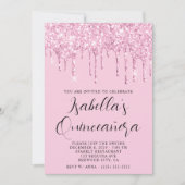 Licht roze Glitter Drips Quinceañera Kaart (Voorkant)