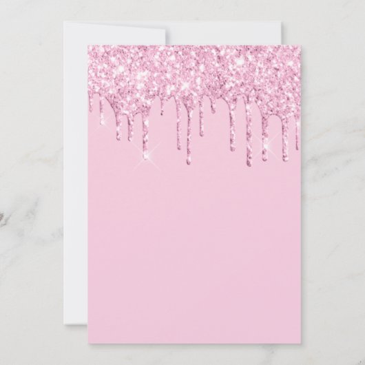 Licht roze Glitter Drips Quinceañera Kaart (Achterkant)