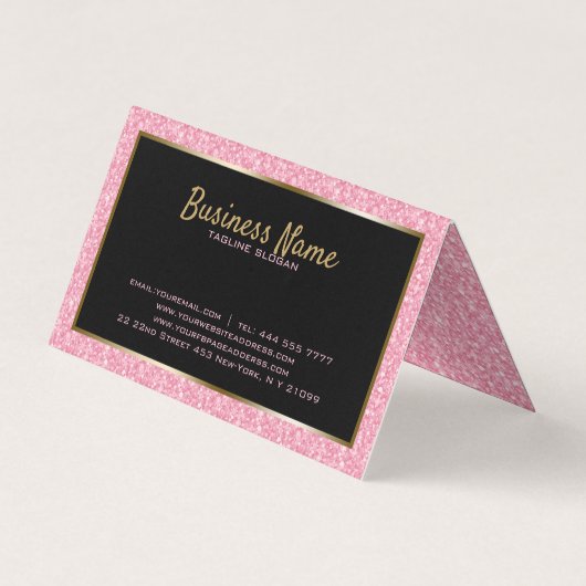 Licht roze glitter en goud Lijst Visitekaartje (Achterkant)