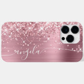 Licht Roze Glitter Glam Handtekening Case-Mate iPhone Case (Achterkant (horizontaal))