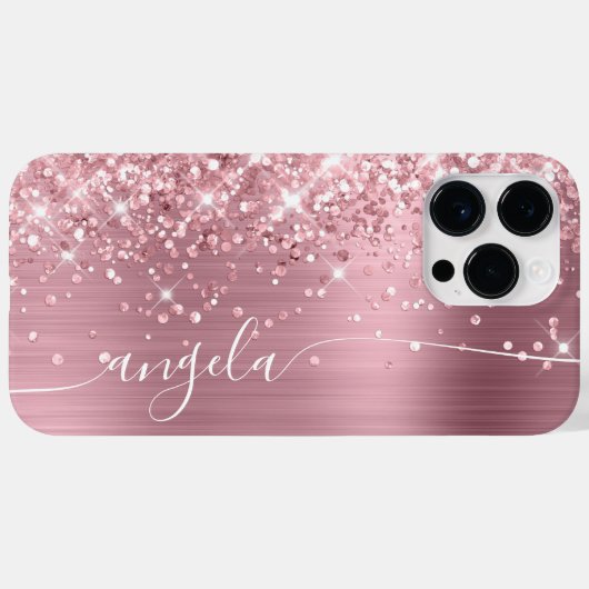 Licht Roze Glitter Glam Handtekening Case-Mate iPhone Case (Achterkant (horizontaal))